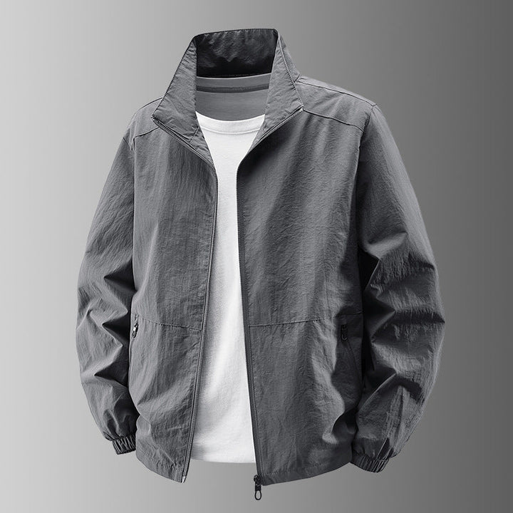 Men's breathable lightweight windbreaker with stand-up collar, elastic cuffs and concealed zippered pockets Hudson & Parker
