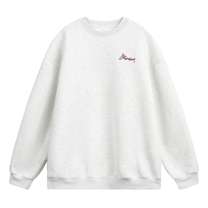 Unisex Oversize Sweatshirt with Round Neck and Subtle Script Embroidery Hudson & Parker