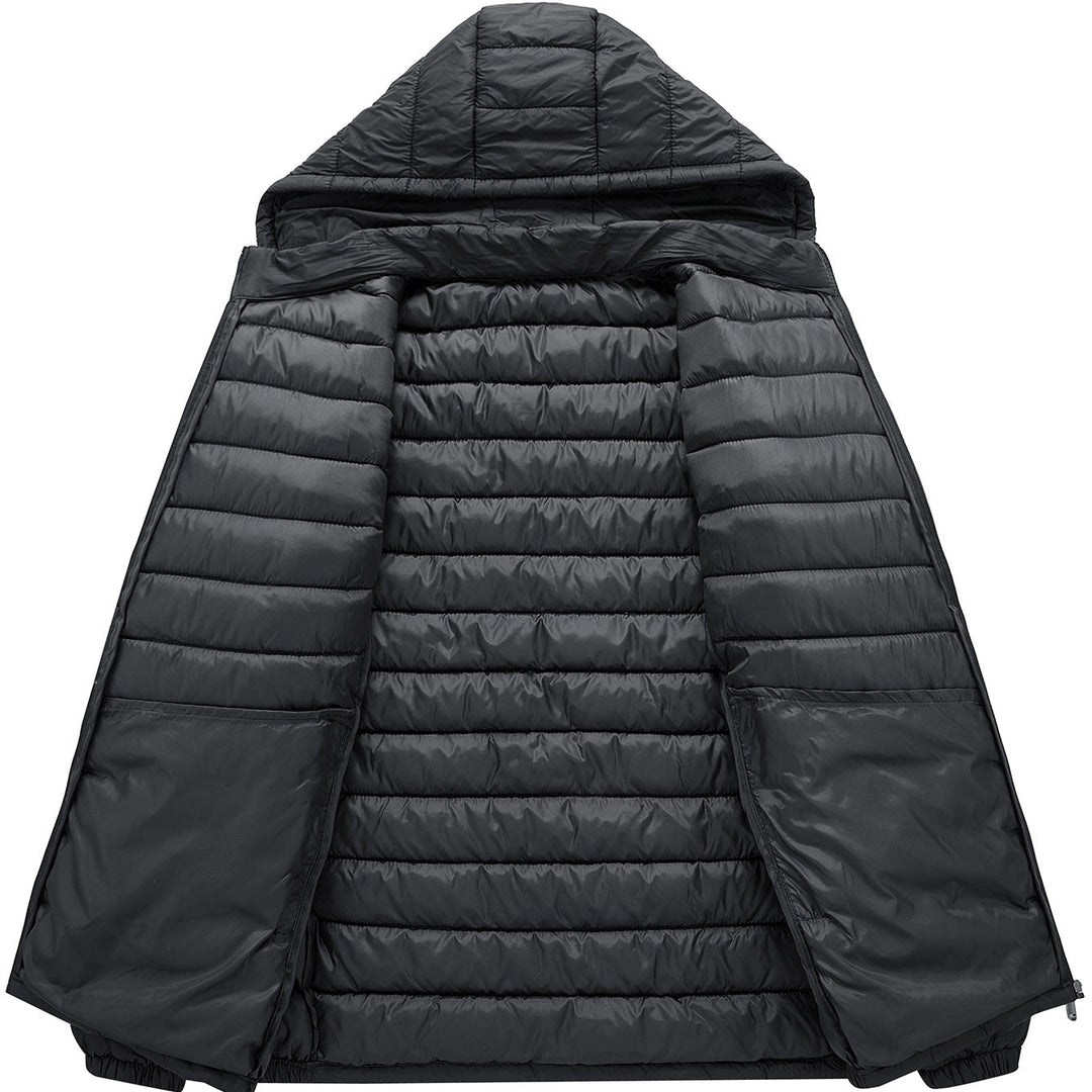 Men's ultralight quilted hooded jacket with thermal insulation & packable design Hudson & Parker