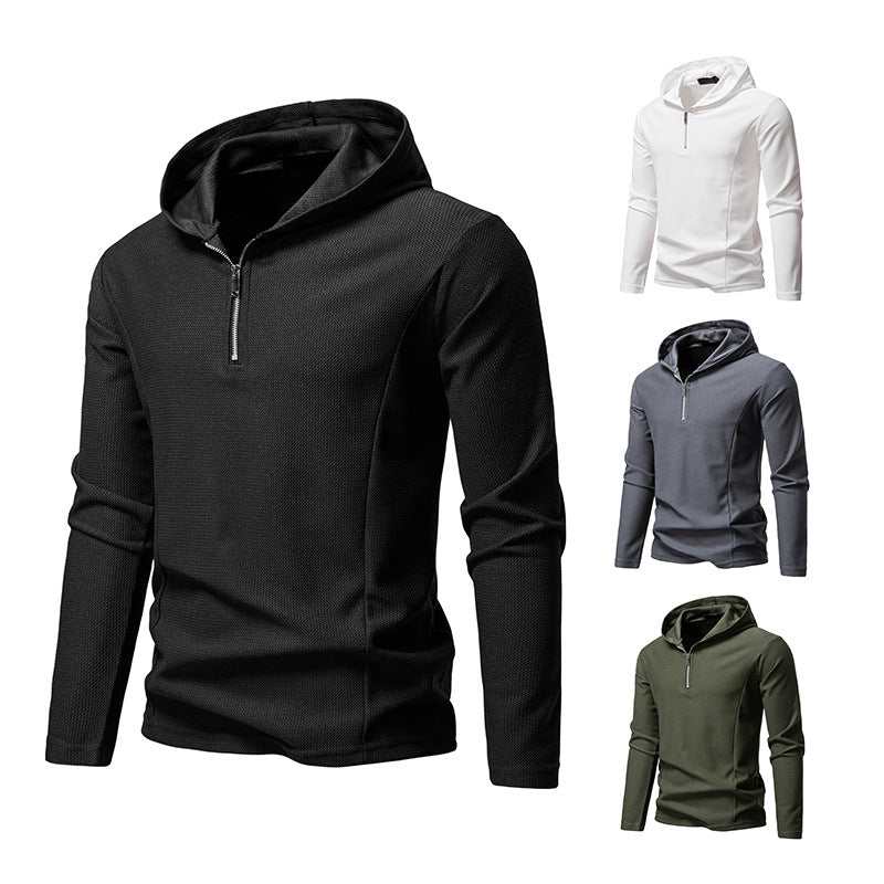 Men's Lightweight Textured Half-Zip Hoodie with Breathable Mesh Hudson & Parker