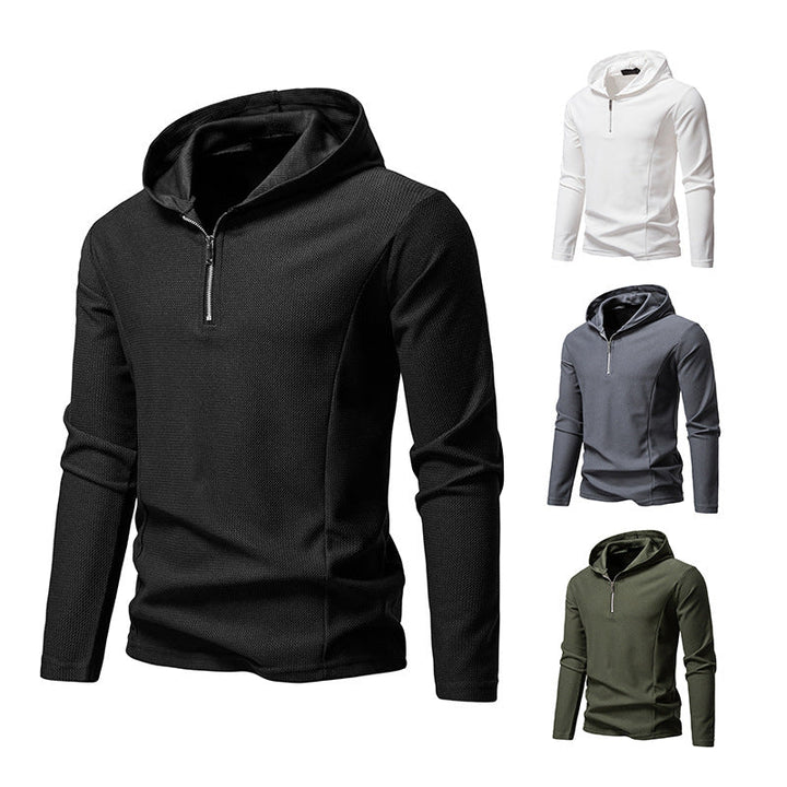 Men's Lightweight Textured Half-Zip Hoodie with Breathable Mesh Hudson & Parker