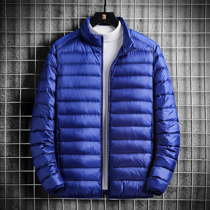 Men's Lightweight Quilted Insulated Padded Jacket with Stand-Up Collar and Pack Function Hudson & Parker
