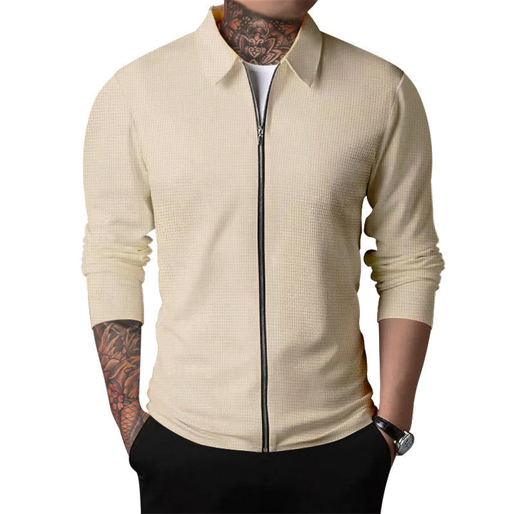 Men's nano structured shirt jacket with waffle structure, full-length zipper and slim fit Hudson & Parker