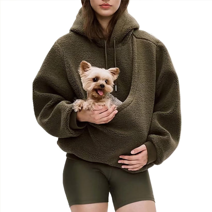 Women’s Oversize Sherpa Hoodie with Integrated Pet Pocket Design Hudson & Parker