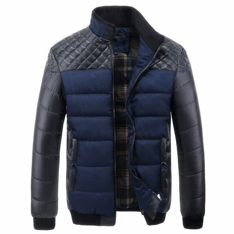 Men's quilted jacket in a material mix with quilted shoulder section and checked lining Hudson & Parker