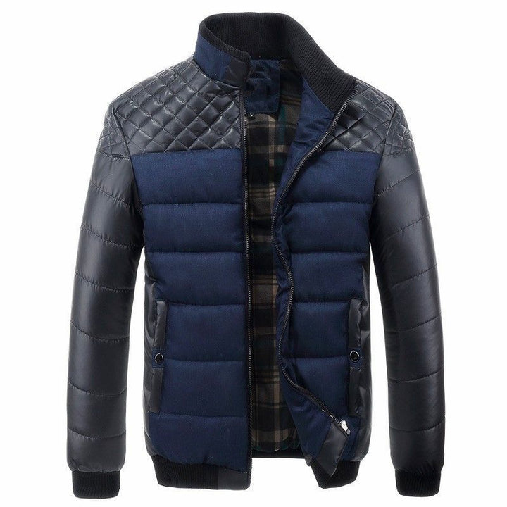 Men's quilted jacket in a material mix with quilted shoulder section and checked lining Hudson & Parker