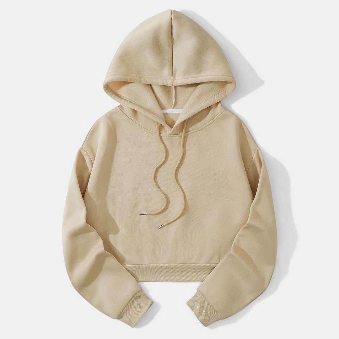 Women's cropped hoodie with soft fleece interior and elastic ribbed hem Hudson & Parker