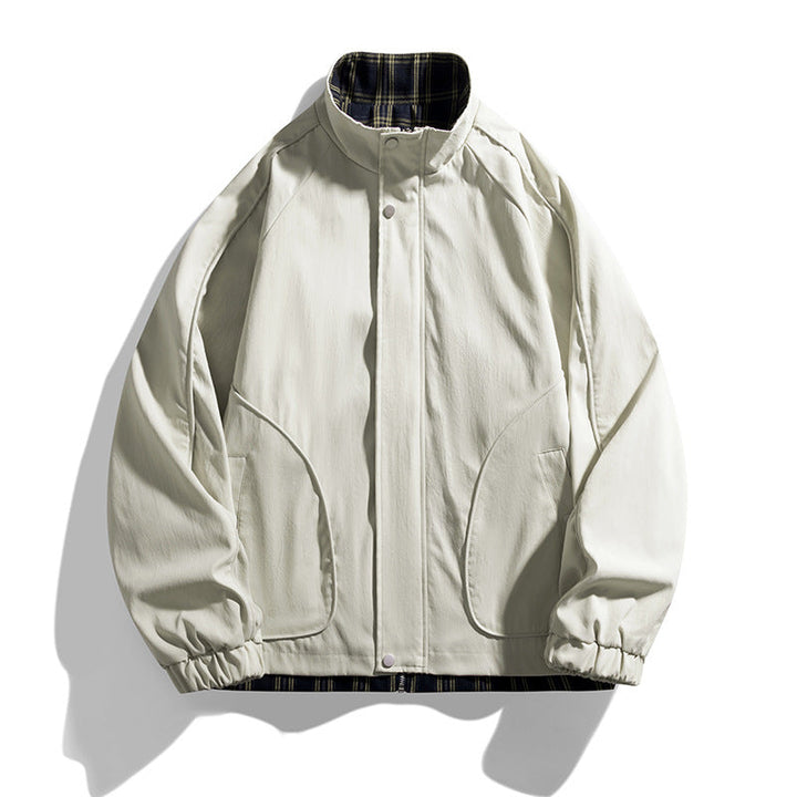 Men's Lightweight Oversized Harrington Jacket with Checkered Lining, Raglan Sleeves and Elastic Cuffs Hudson & Parker