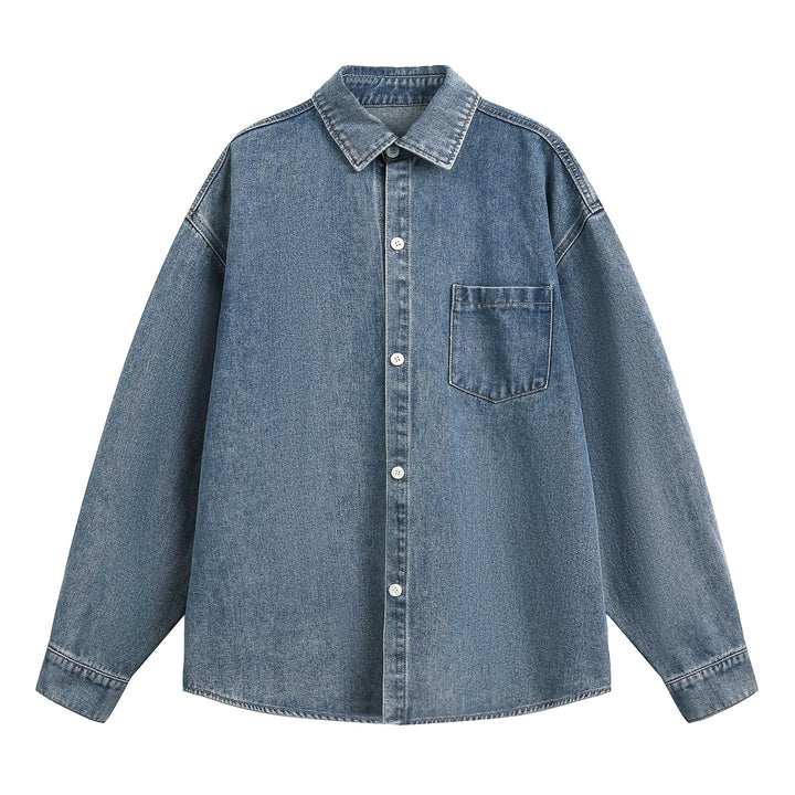 Unisex Oversize Jeans Shirt Jacket with Chest Pocket and Boxy Cut Hudson & Parker
