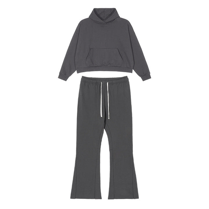 Women's Cropped Hoodie and Flared Sweatpants Lounge Set made of French Terry Hudson & Parker
