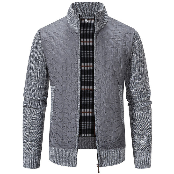 Men's quilted knit hybrid jacket with stand-up collar, full zip and checked lining Hudson & Parker