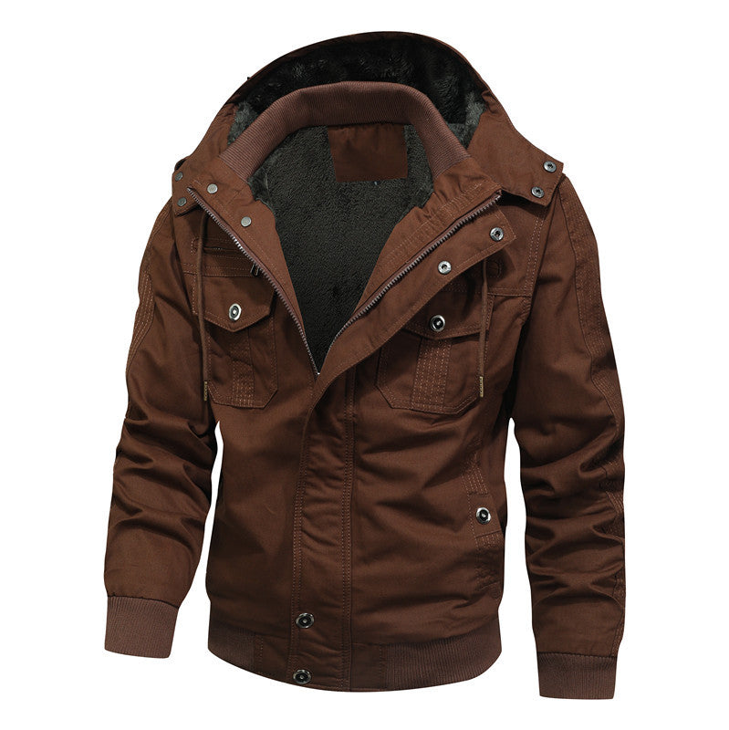 Men's Windproof Canvas Jacket with Teddy Lining and Hood Hudson & Parker