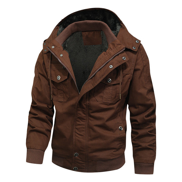 Men's Windproof Canvas Jacket with Teddy Lining and Hood Hudson & Parker