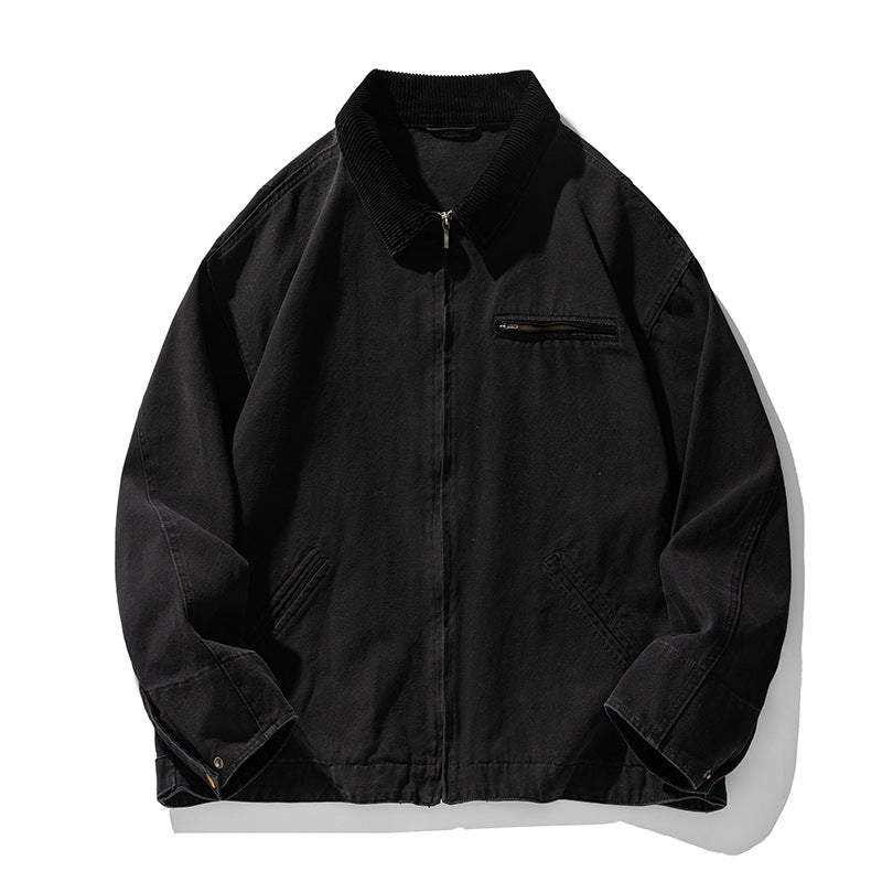 Unisex Boxy Canvas Overshirt Jacket with Cord Collar and Chest Zip Pocket Hudson & Parker