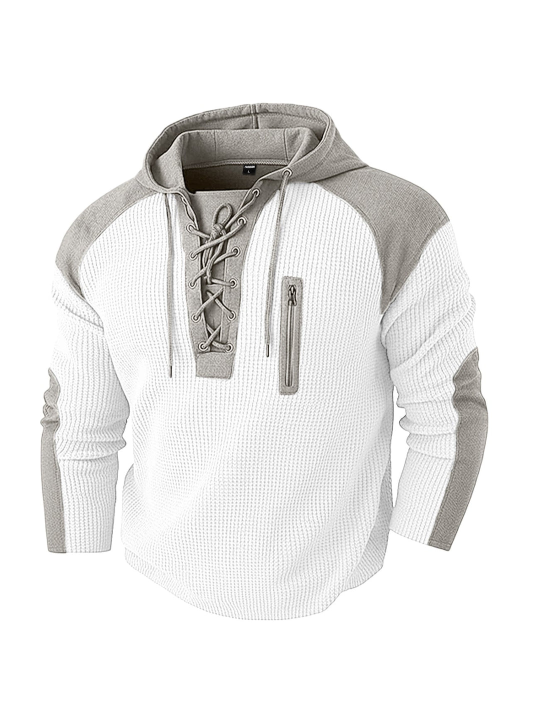 Men's hoodie with lacing trim and vertical zipper chest pocket Hudson & Parker