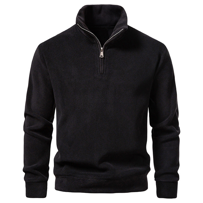 Men's Fleece Half-Zip Pullover with Standing Collar and Soft Microfleece Hudson & Parker