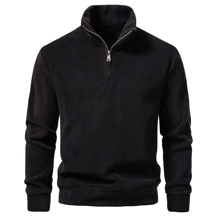 Men's Fleece Half-Zip Pullover with Standing Collar and Soft Microfleece Hudson & Parker