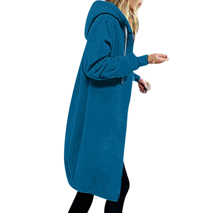 Women's longer oversized hoodie coat with rounded hem and zip pockets Hudson & Parker