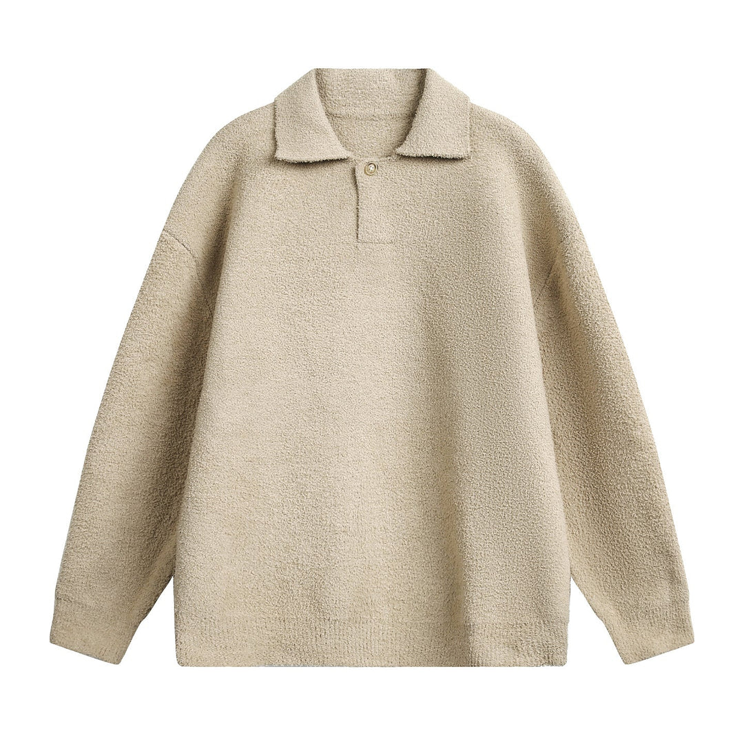 Unisex Fleece Polo Pullover with Button Collar and Teddy Structure Hudson & Parker