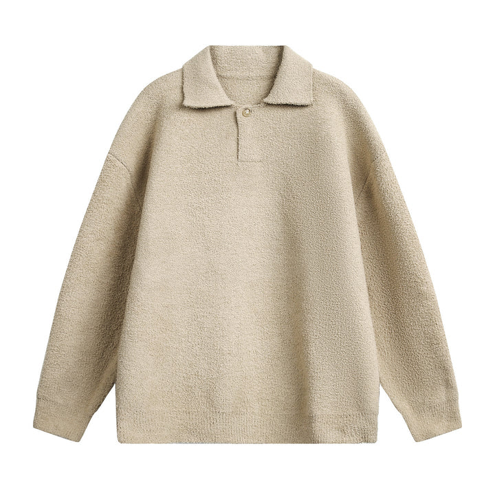 Unisex Fleece Polo Pullover with Button Collar and Teddy Structure Hudson & Parker