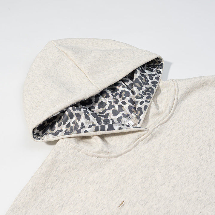 Women's oversized hoodie with leopard pattern lining, kangaroo pocket, and vintage effect Hudson & Parker Fashion