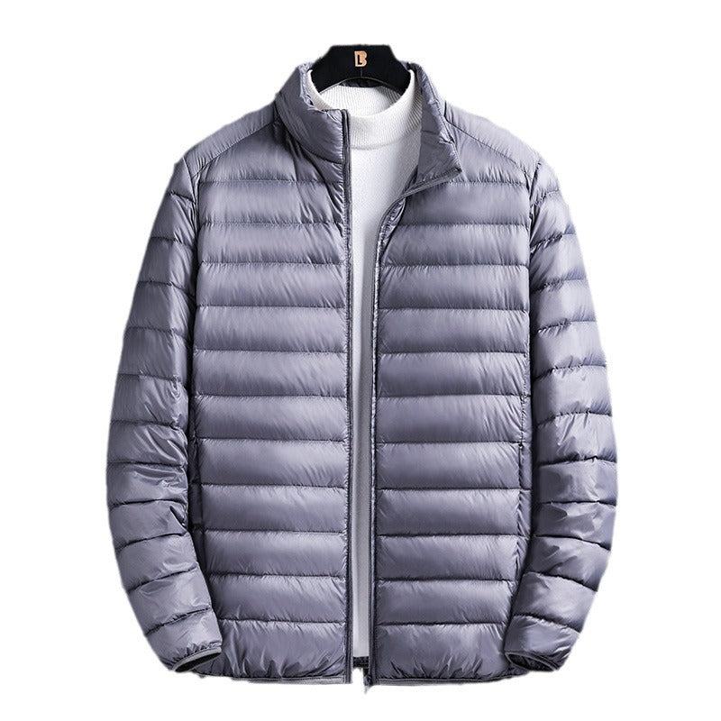 Men's Lightweight Quilted Insulated Padded Jacket with Stand-Up Collar and Pack Function Hudson & Parker