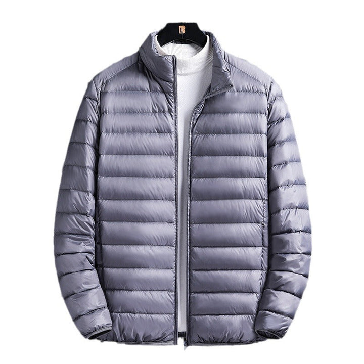 Men's Lightweight Quilted Insulated Padded Jacket with Stand-Up Collar and Pack Function Hudson & Parker