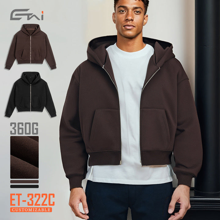 Unisex Short Cut Hoodie with Full Zip Hudson & Parker