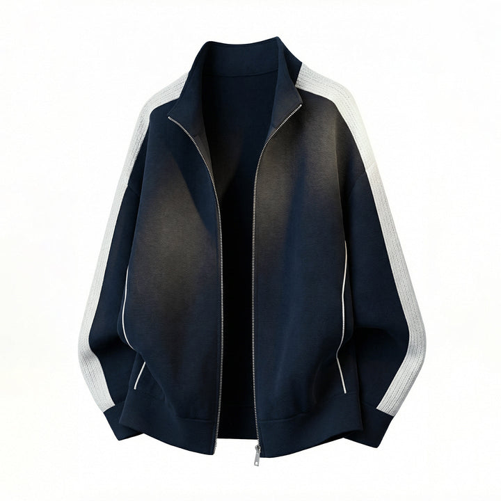 Men's oversized fleece zip jacket with stand-up collar and structured sleeve inserts Hudson & Parker