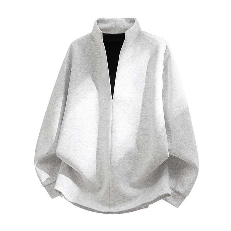 Unisex Oversize Sweatshirt with standing collar, half opening and rounded hem Hudson & Parker