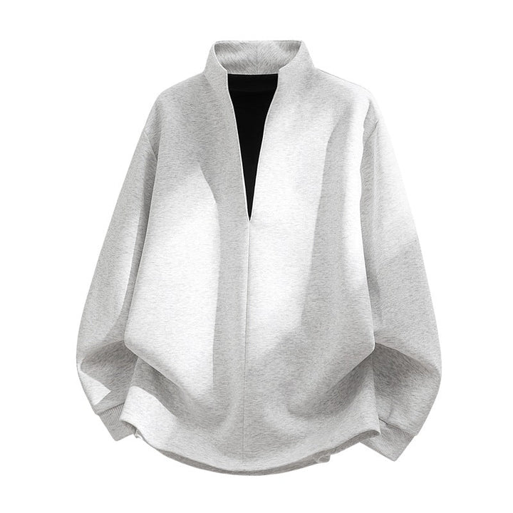 Unisex Oversize Sweatshirt with standing collar, half opening and rounded hem Hudson & Parker