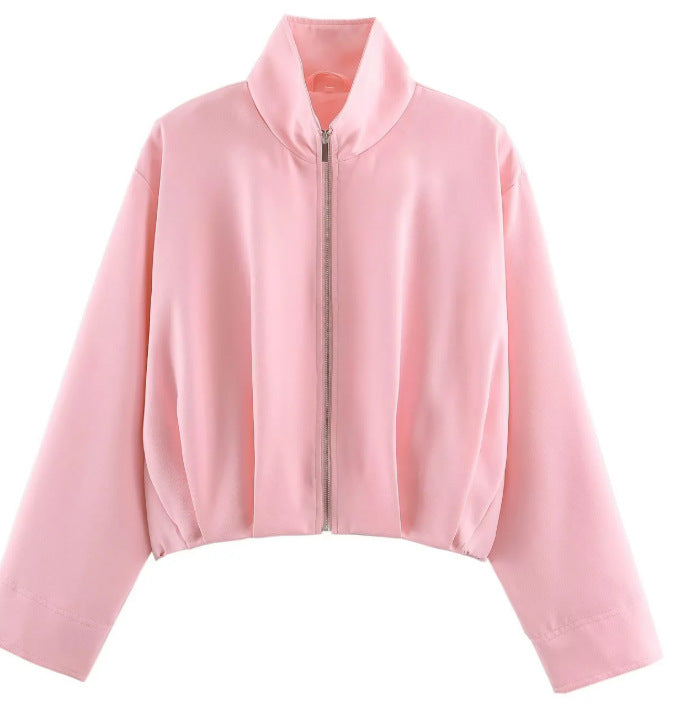 Women’s short-cut boxy blouson with high stand-up collar and dropped shoulders Hudson & Parker
