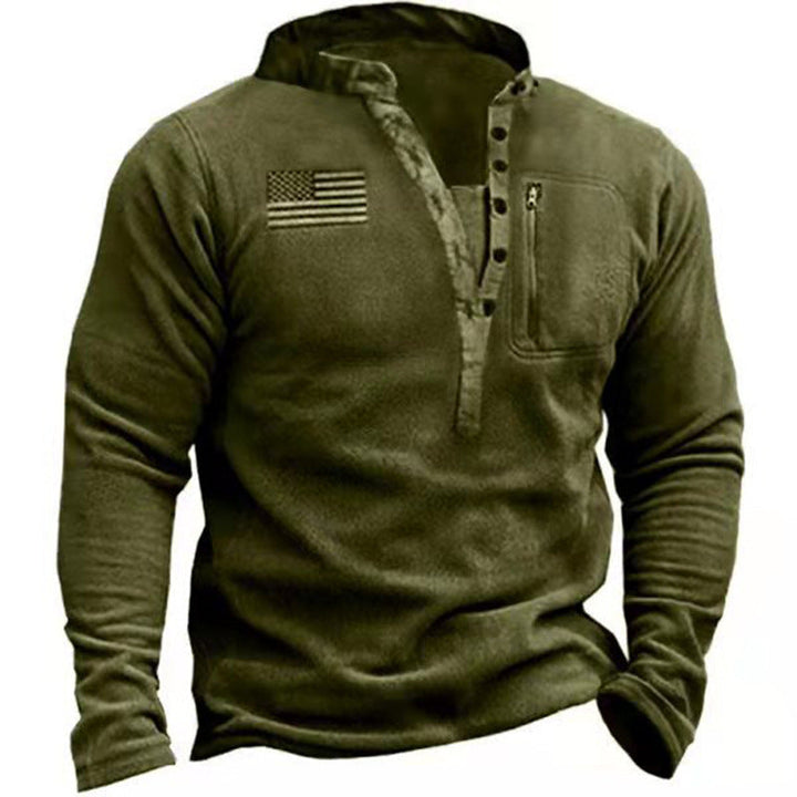 Men's nano thermal Henley fleece pullover with chest zip pocket and camouflage detail Hudson & Parker