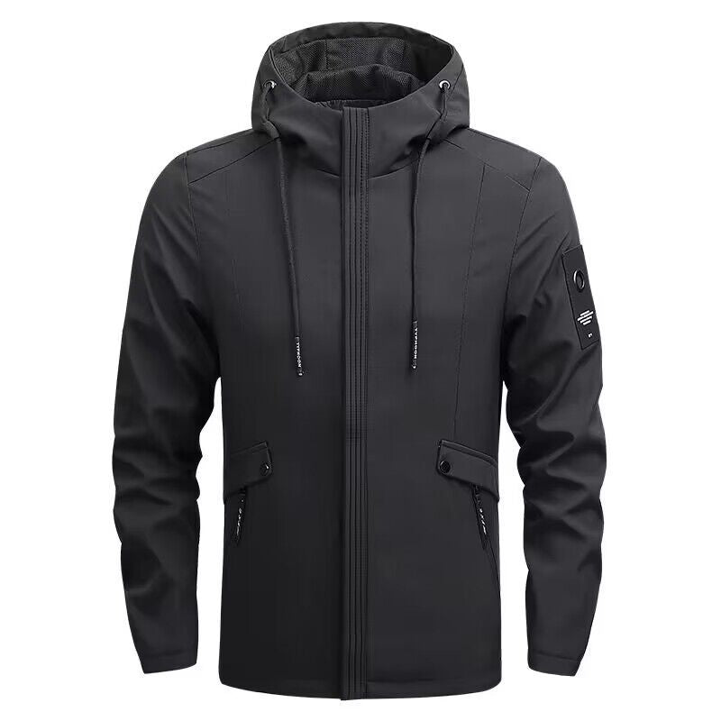 Men's Waterproof Softshell Jacket with Hood, Windproof and Breathable Hudson & Parker