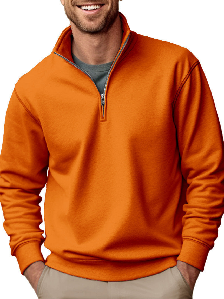 Men's half-zip sweatshirt with stand-up collar and soft fleece interior lining Hudson & Parker
