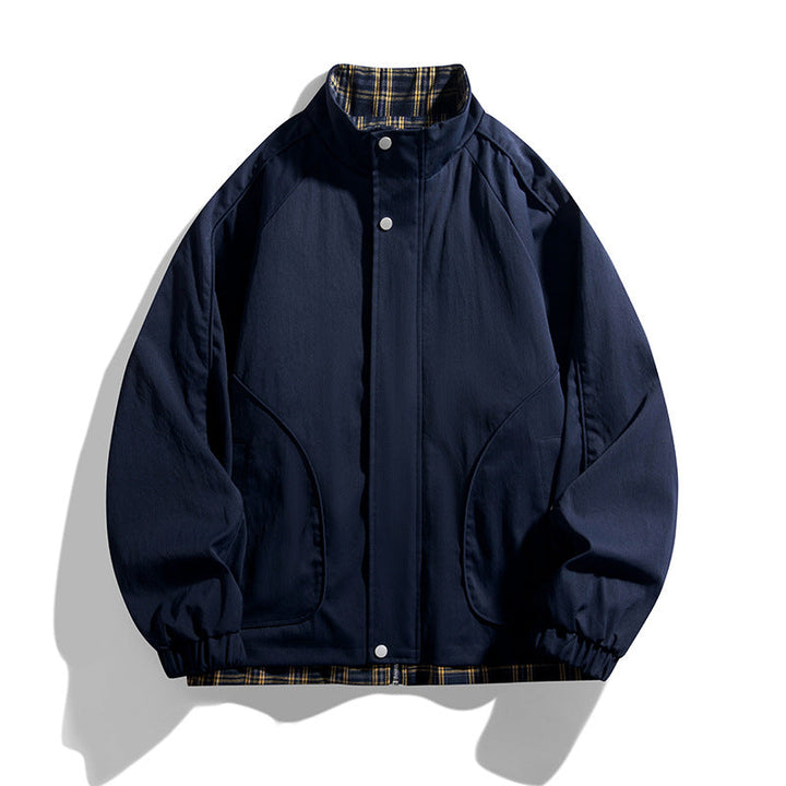 Men's Lightweight Oversized Harrington Jacket with Checkered Lining, Raglan Sleeves and Elastic Cuffs Hudson & Parker
