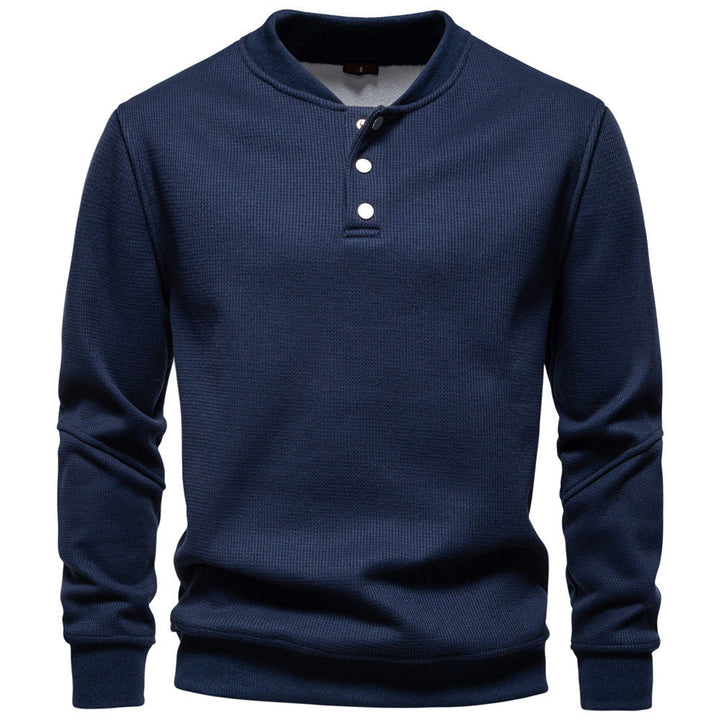 Men's waffle texture Henley pullover with short snap button closure and ribbed cuffs Hudson & Parker