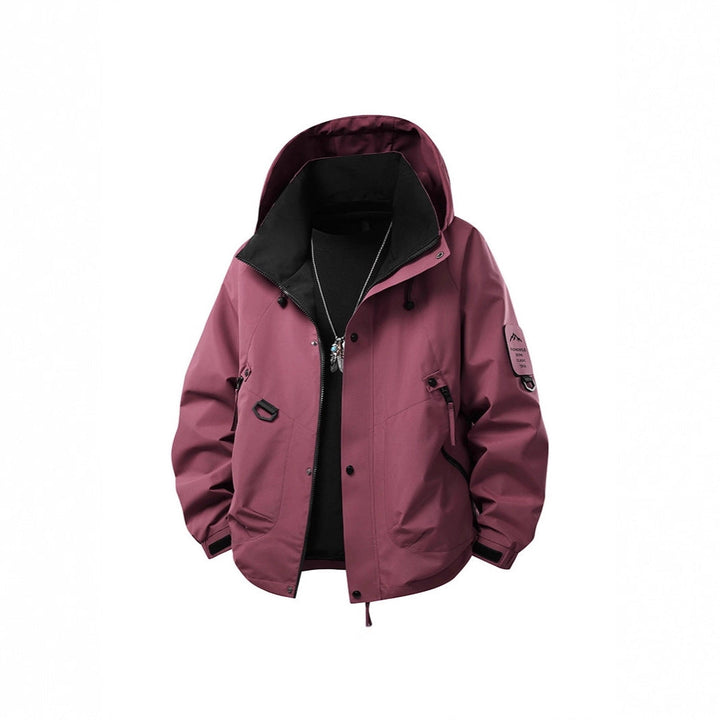 Men's waterproof outdoor utility rain jacket with hood, multiple pockets and adjustable hem Hudson & Parker