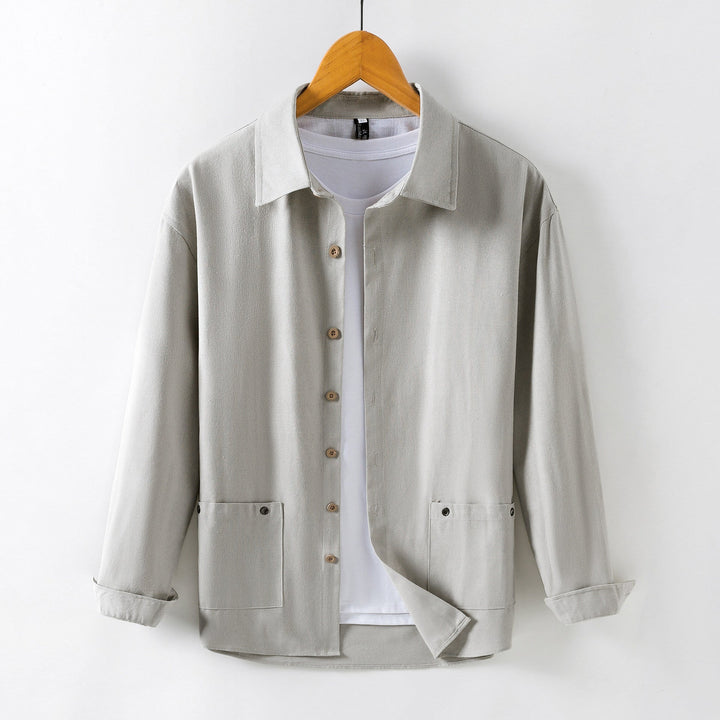 Men's Lightweight Overshirt-Jacket made of Linen Blend with Patch Pockets Hudson & Parker