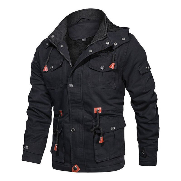 Men's Insulated Canvas Utility Parka with Teddy Fleece Lining and Multiple Pockets Hudson & Parker