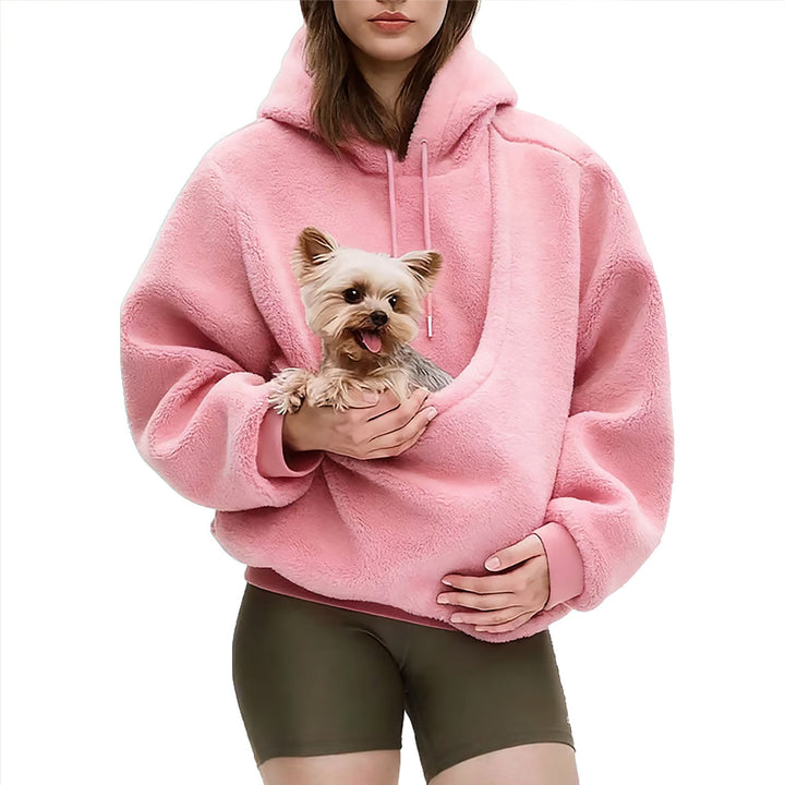 Women’s Oversize Sherpa Hoodie with Integrated Pet Pocket Design Hudson & Parker