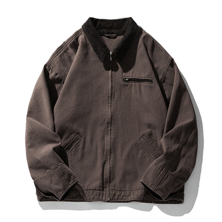Unisex Boxy Canvas Overshirt Jacket with Cord Collar and Chest Zip Pocket Hudson & Parker