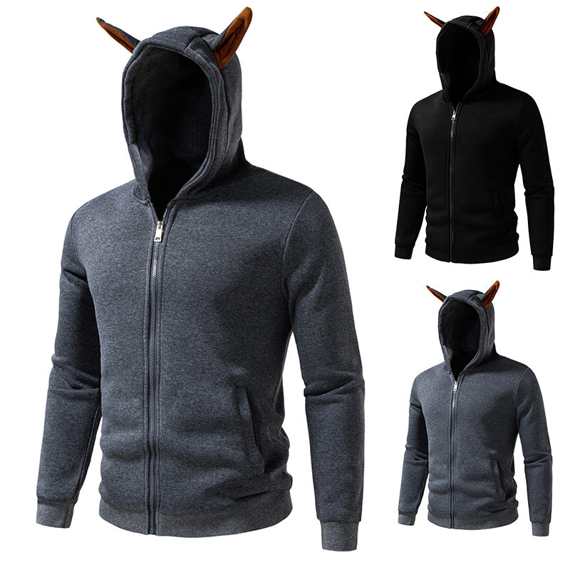 Men's hooded sweat jacket with full zip, fleece lined and slim fit Hudson & Parker