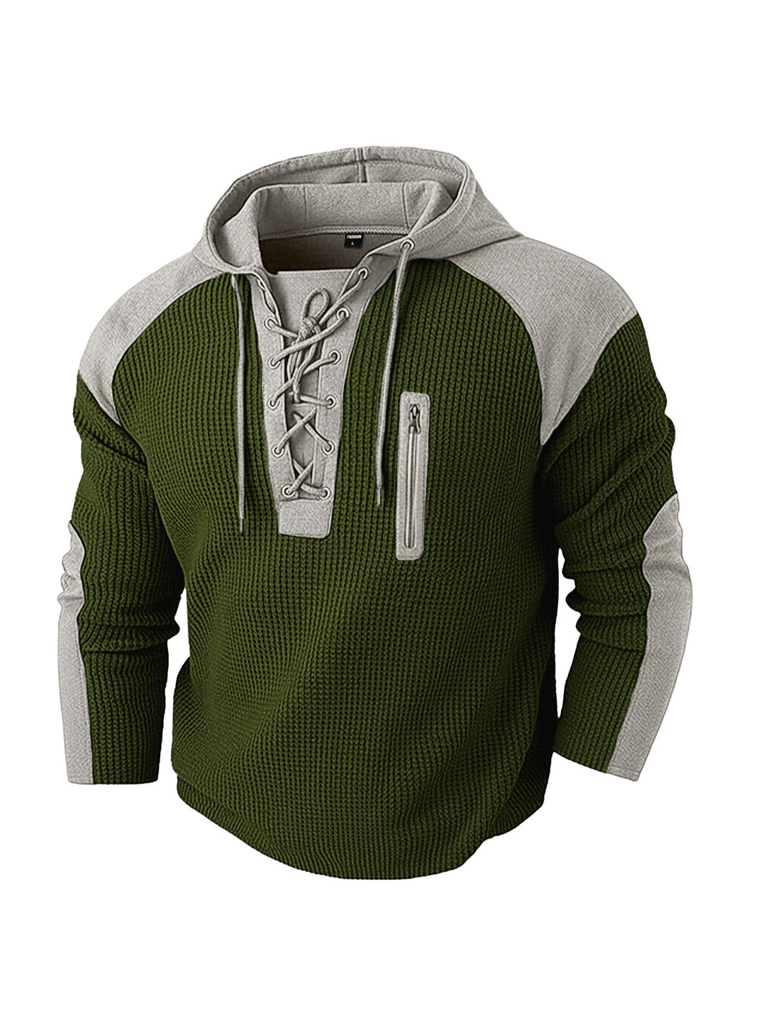 Men's hoodie with lacing trim and vertical zipper chest pocket Hudson & Parker