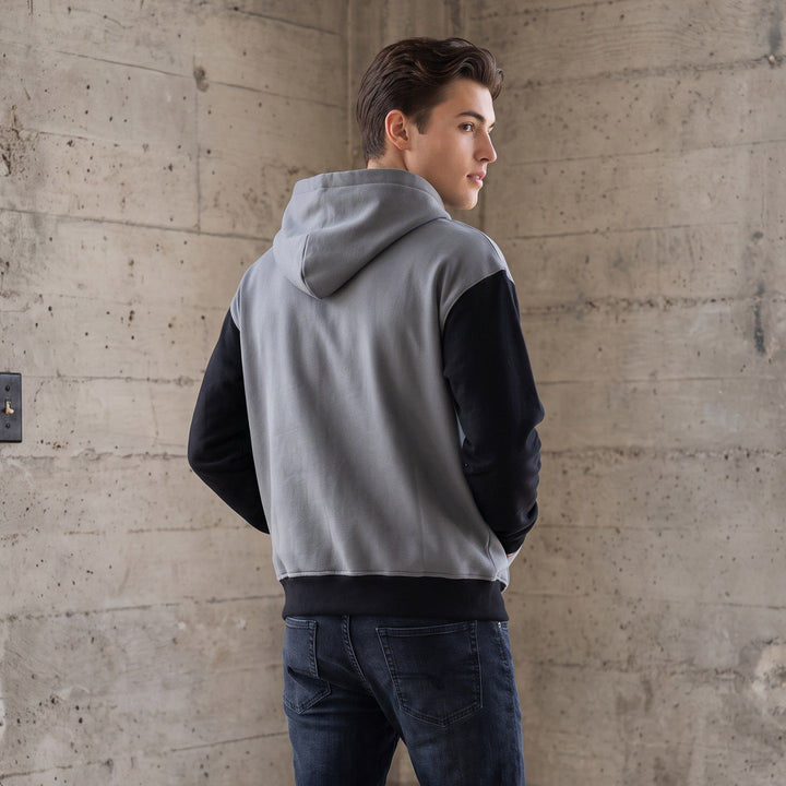 Men's Colorblock Style Zip-Up Hoodie in French Terry with Kangaroo Pocket Hudson & Parker