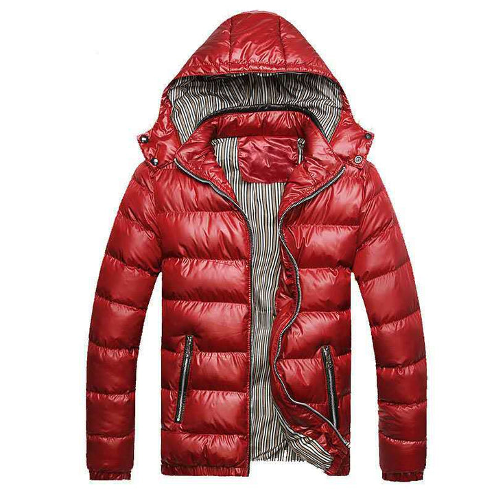 Men's Lightweight Padded Jacket with Hood, Thermal Insulation and Striped Lining Hudson & Parker