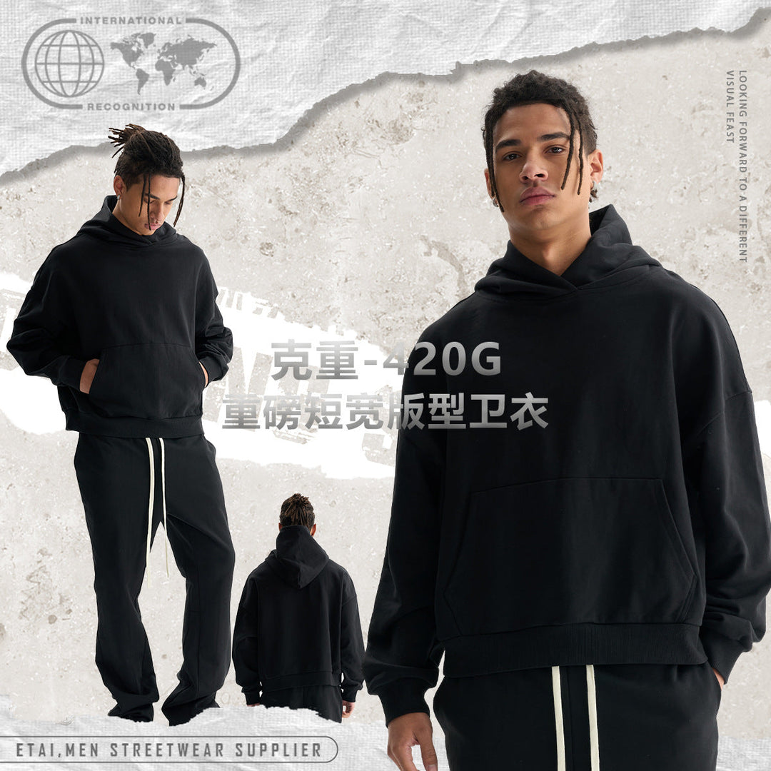 Women Wide Cut Hoodie with Cropped Hem and Kangaroo Pocket Hudson & Parker