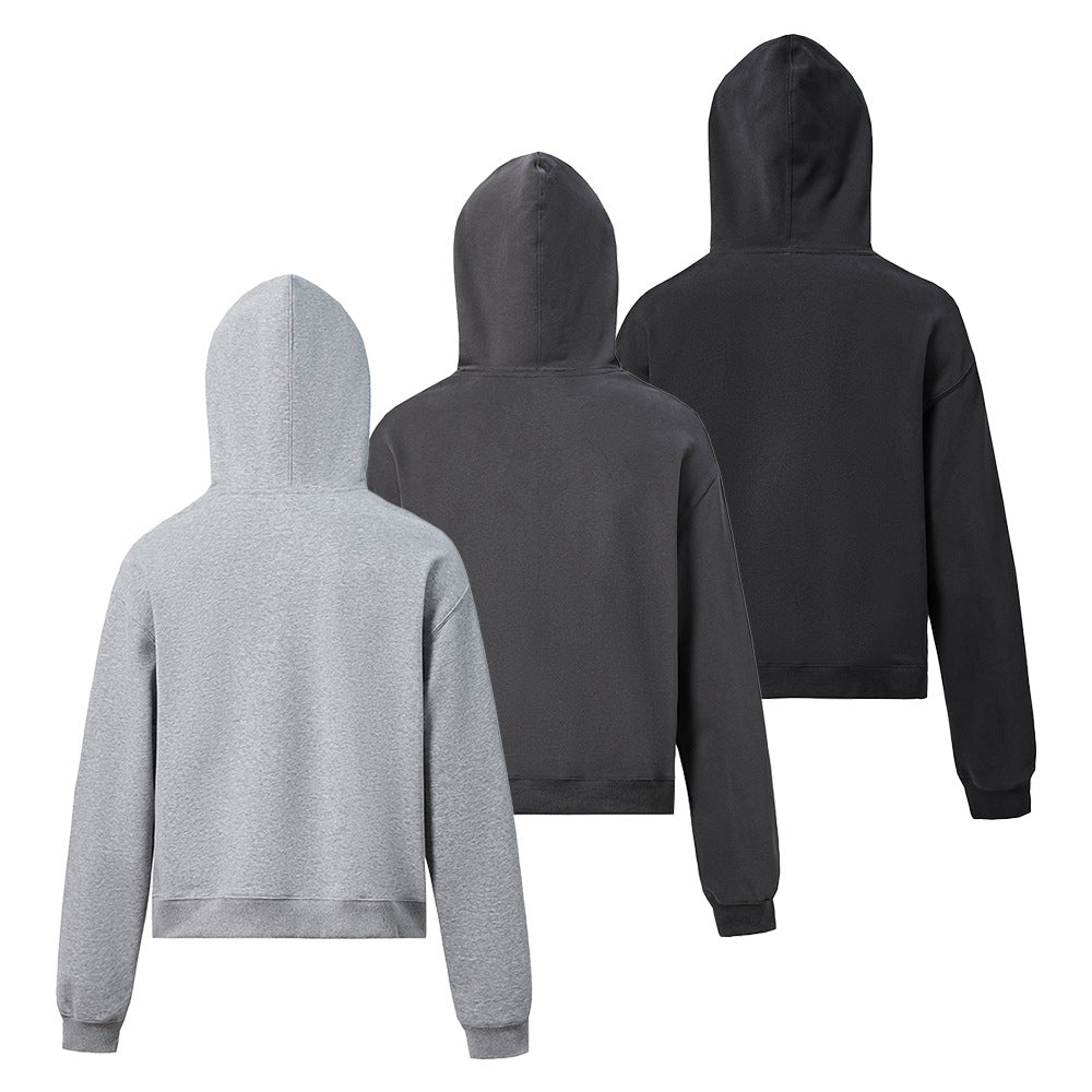 Unisex hooded sweatshirt made of organic fleece with kangaroo pocket and slightly shortened fit Hudson & Parker