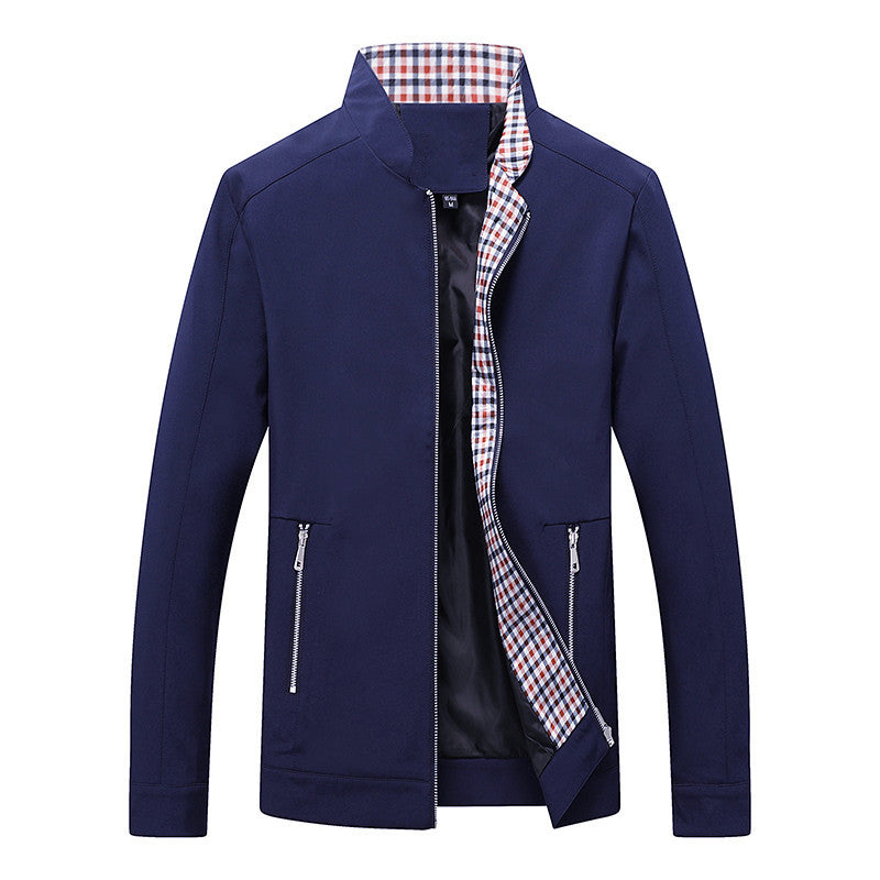 Men's Lightweight Leisure Jacket with Stand-up Collar, Zipper Pockets and Checked Lining Hudson & Parker