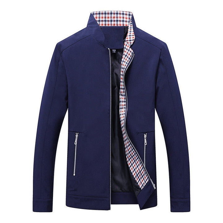 Men's Lightweight Leisure Jacket with Stand-up Collar, Zipper Pockets and Checked Lining Hudson & Parker